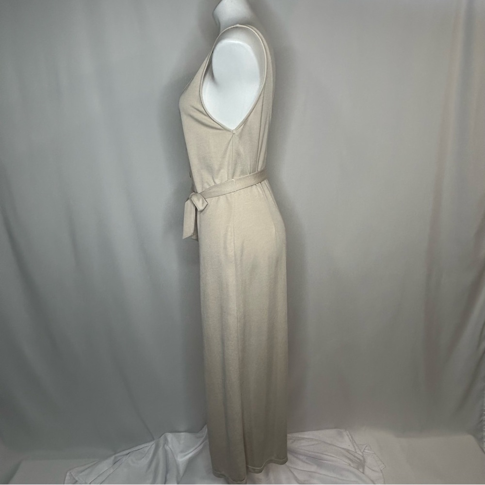 Bershka Beige Button Down Jumpsuit with‎ Tie Waist, Medium - Picture 4 of 16